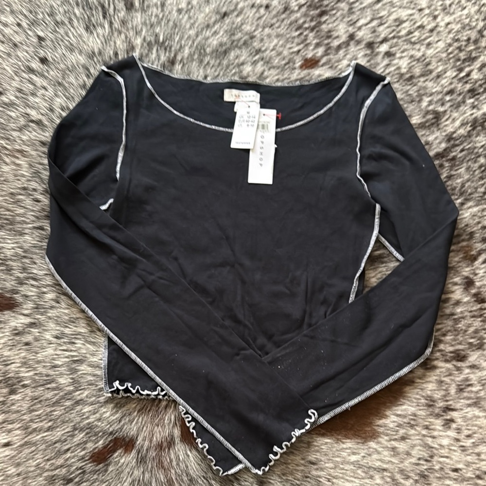 Topshop Black Long Sleeve Blouse
